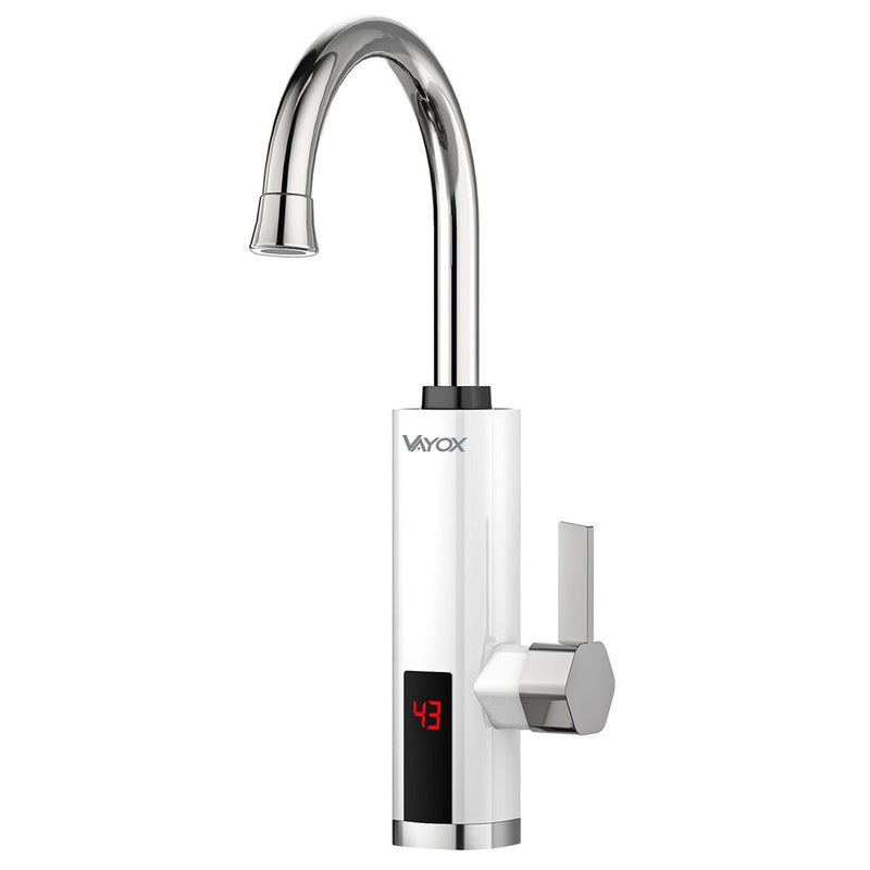 Przepływowy podgrzewacz wody, pionowy, wyświetlacz, biały VA0204 VAYOX