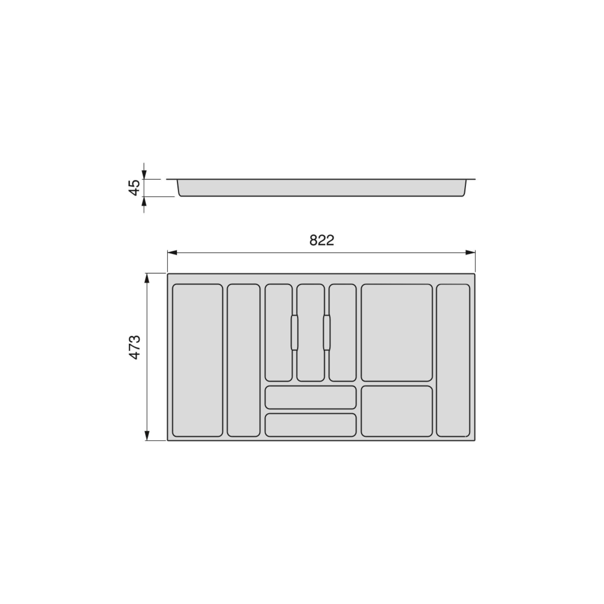 Emuca range-couverts Optima Vertex/Concept, profondeur 500mm, plateau 16mm, module 900mm, Plastique, Gris antracite - 4