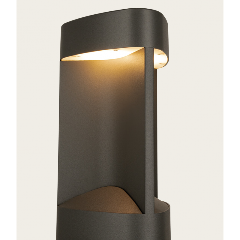 Borne Extérieure LED 50cm 7W Graphite Avec 2 Prises Zambelis E354 - Blanc chaud - 3000K - 2