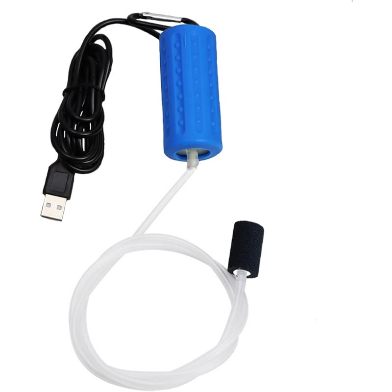 Miniaturowa pompa tlenowa USB, cicha pompa powietrza do akwarium, przenośna pompa tlenowa do akwarium, akwarium, niebieska