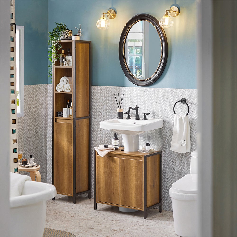 SoBuy Meuble sous vasque, Rangement Salle de Bain 2 Portes, BZR63-II-PF - 9