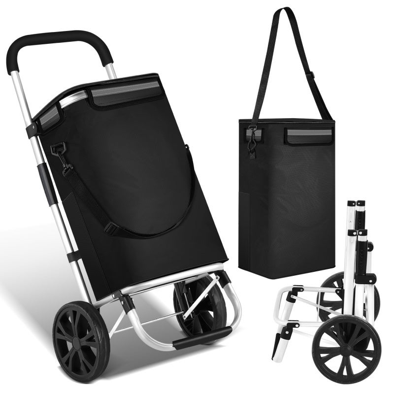 Cofan Chariot De Courses Pliable 6 Roues - 42 Litres Avec Poche Isotherme - Monte Escaliers - Vert