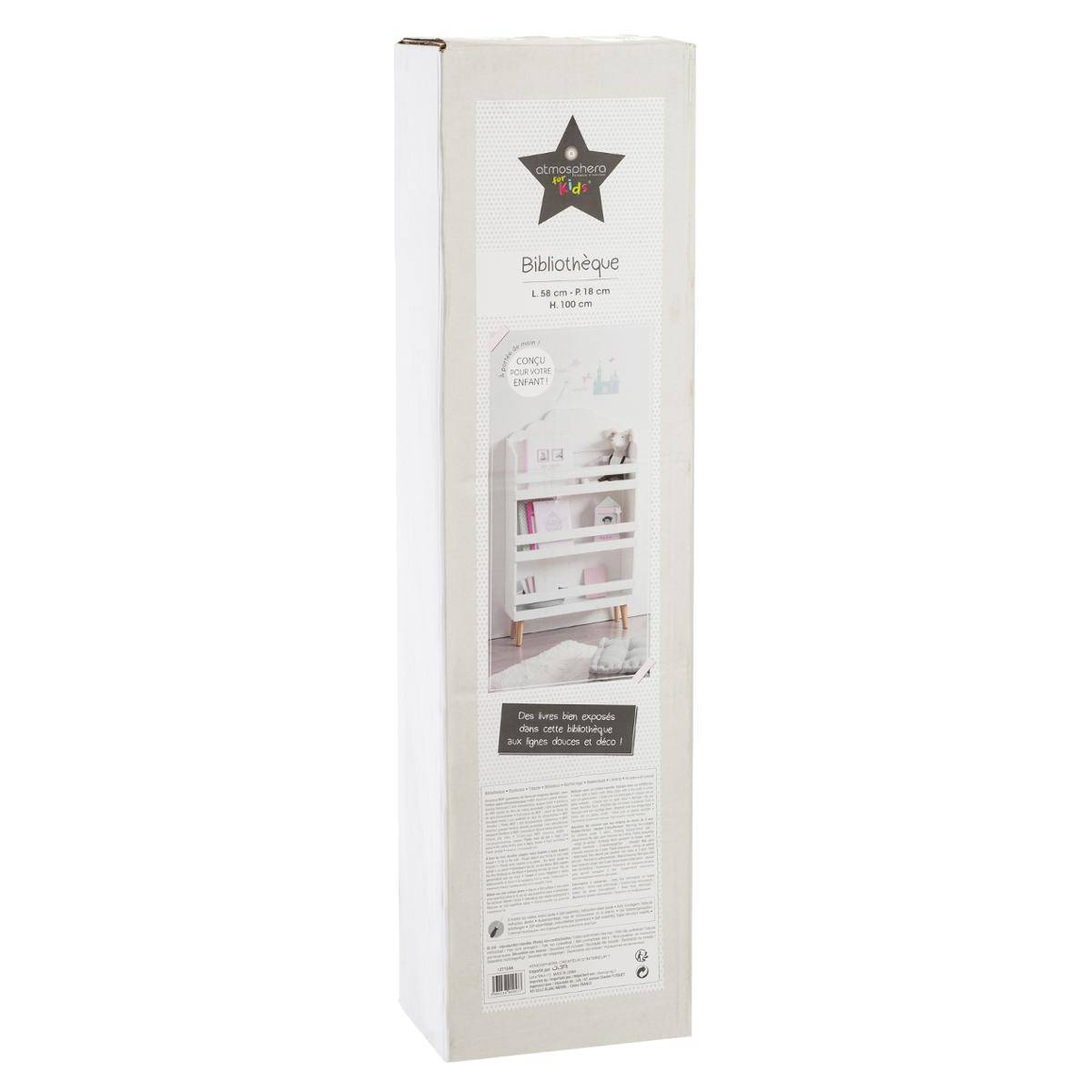Bibliothèque pour Chambre enfant en MDF Blanc H. 100 x l. 58 x P. 18 cm - 3