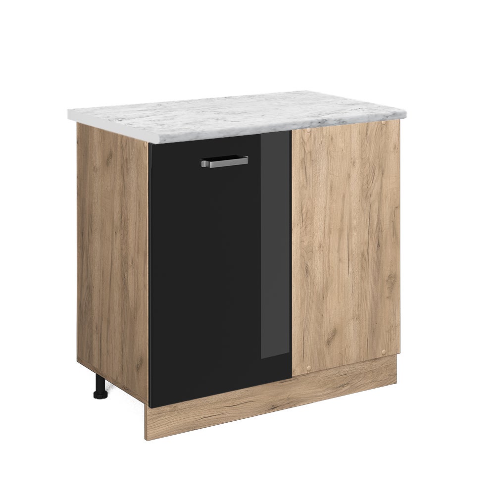 Vicco Szafka narożna R-Line, Czarny wysoki połysk, 86 cm BR Marmur