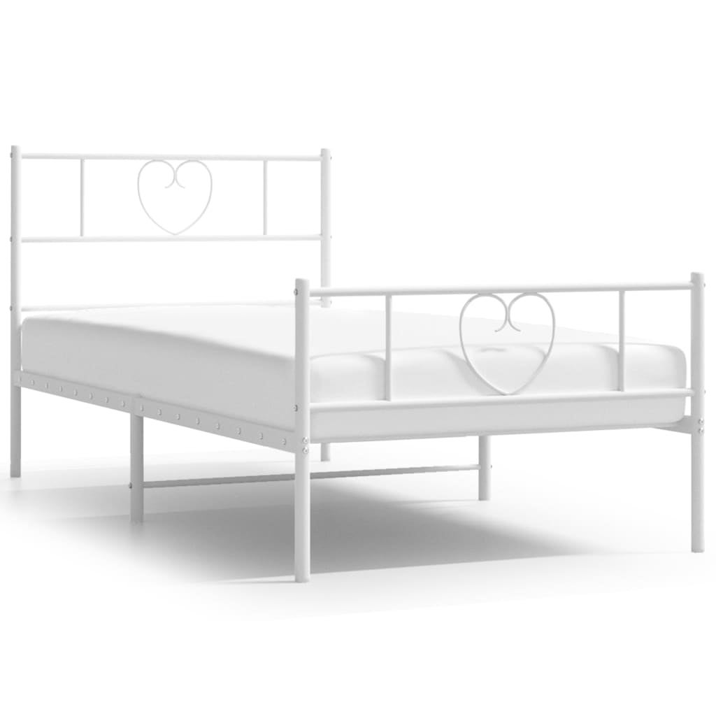 Łóżko Metalowe Rama Łóżka Ze Stelażem Do Pokoju Sypialni Biała 80x200 cm