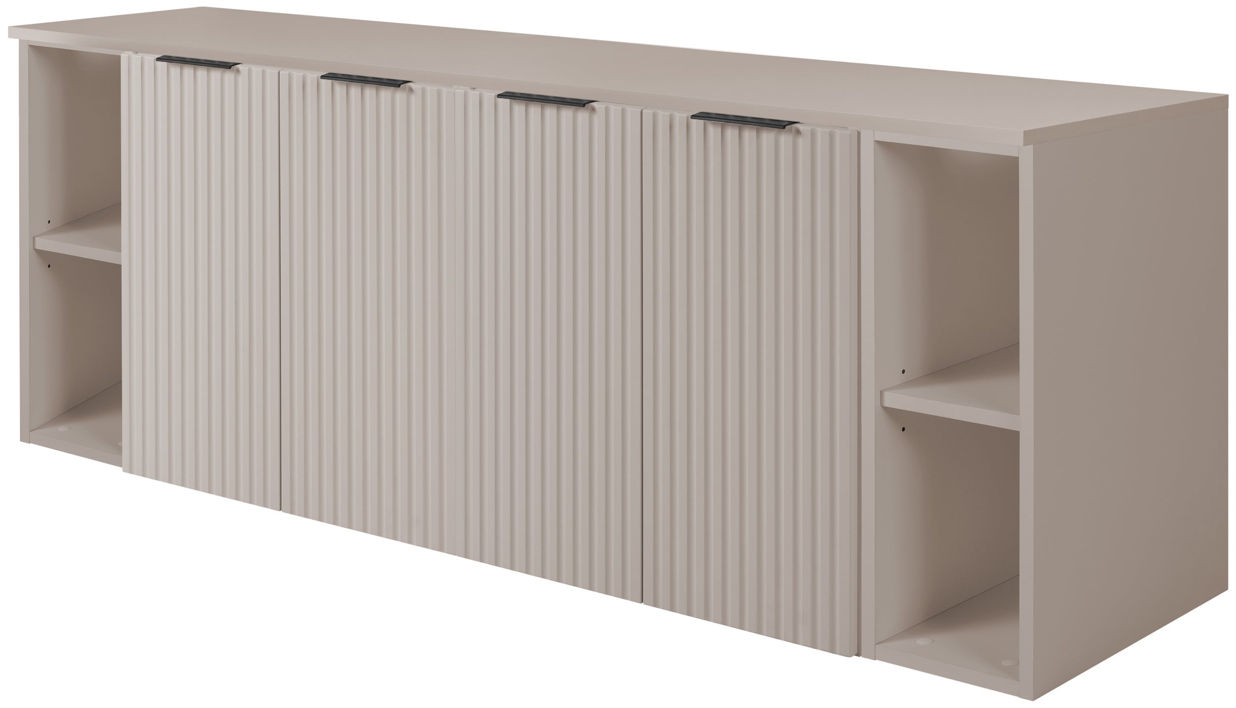 Zestaw łazienkowy FLOW 160 cm kaszmir z regałami ryflowany front