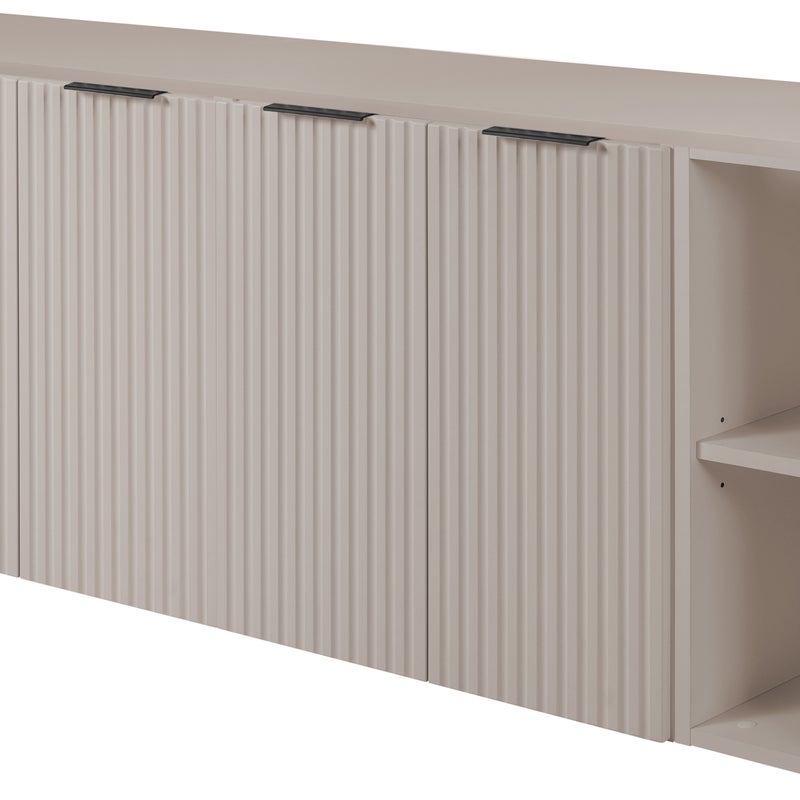 Zestaw łazienkowy FLOW 160 cm kaszmir z regałami ryflowany front