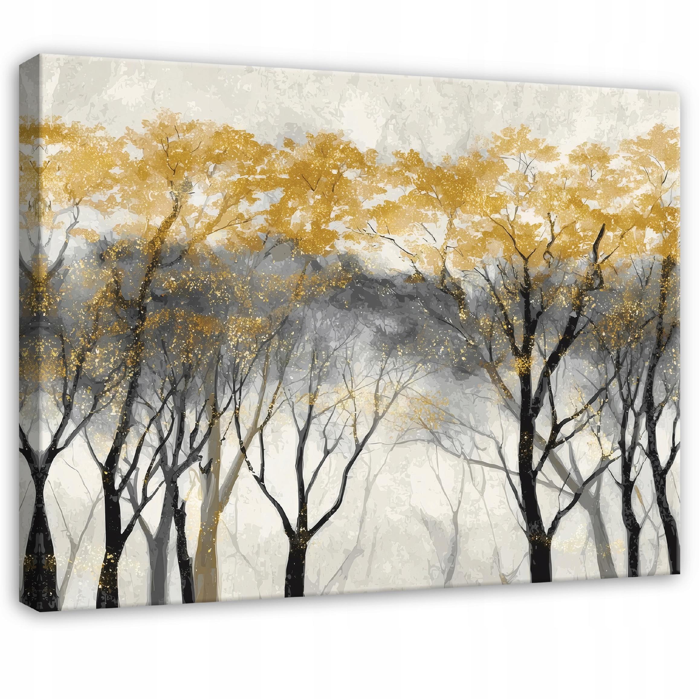Tablou Canvas padure auriu copaci Tablou decorativ Living Bucatarie Tablouri de perete 120x80 cm