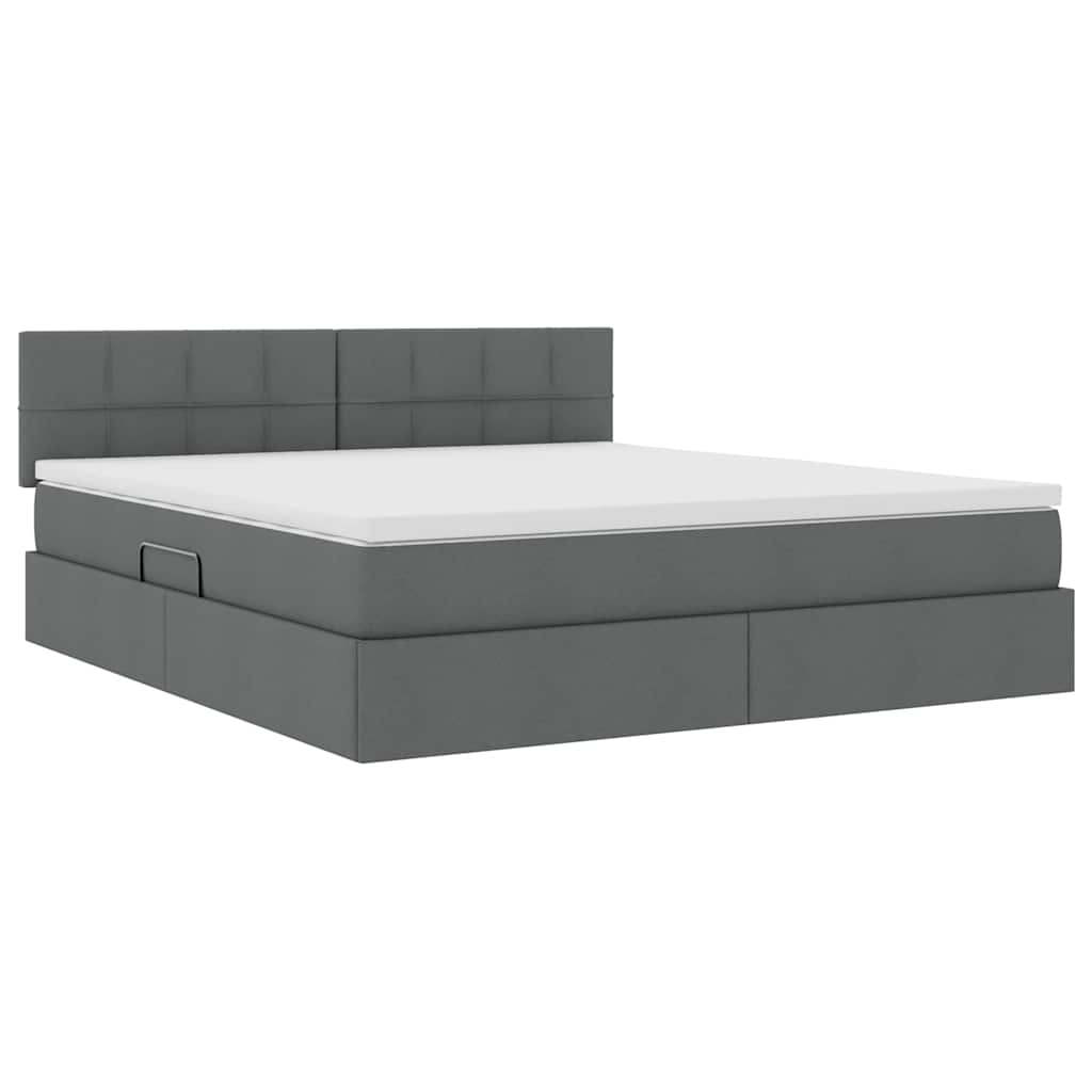 Lit avec rangement et matelas Gris foncé 160 x 200 cm Velours - 5