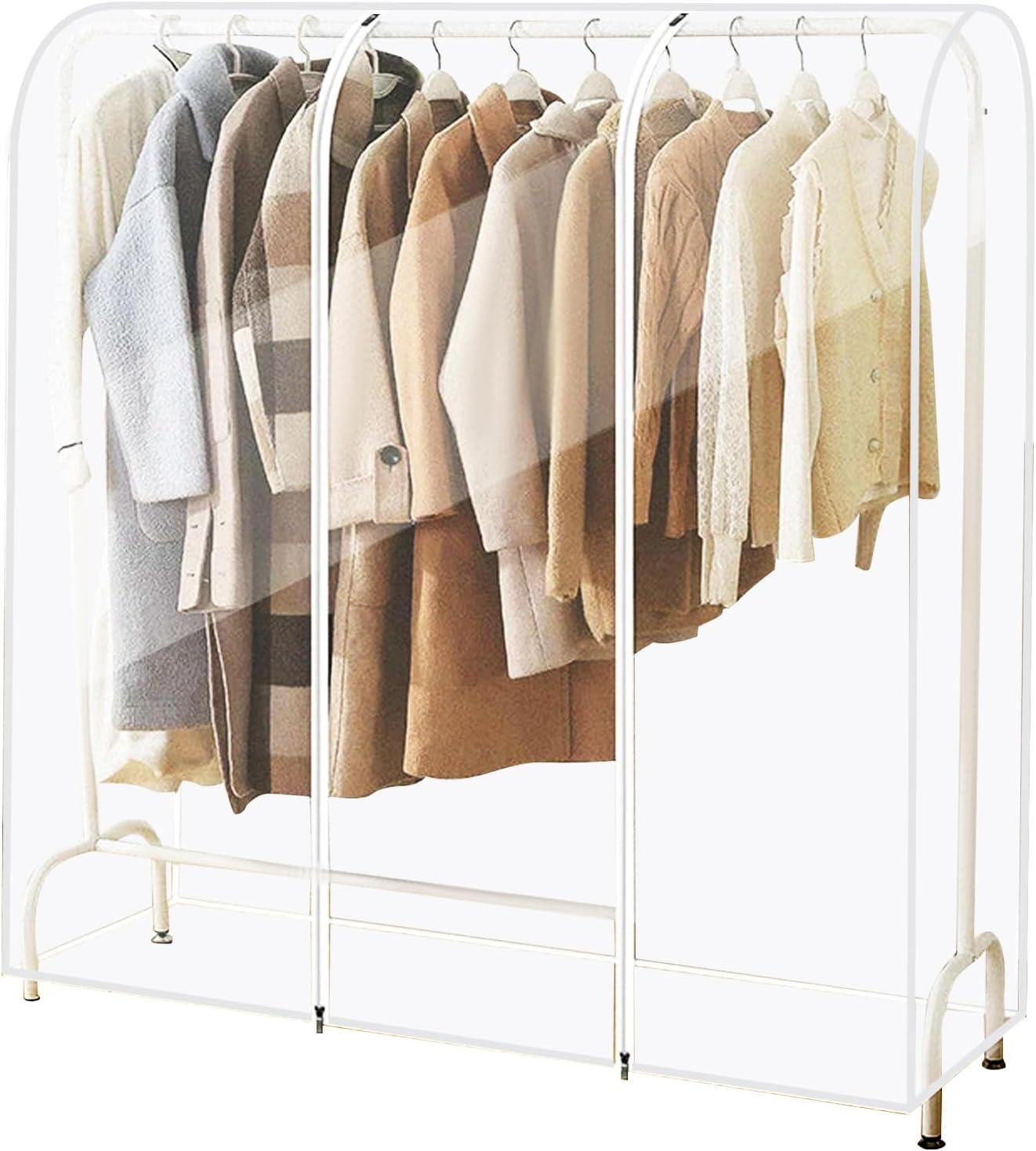 Pokrowiec ochronny na wieszak na ubrania, 2 zamki, bardzo duży, 120 x 150 x 50 cm, grubszy PEVA, przezroczysty