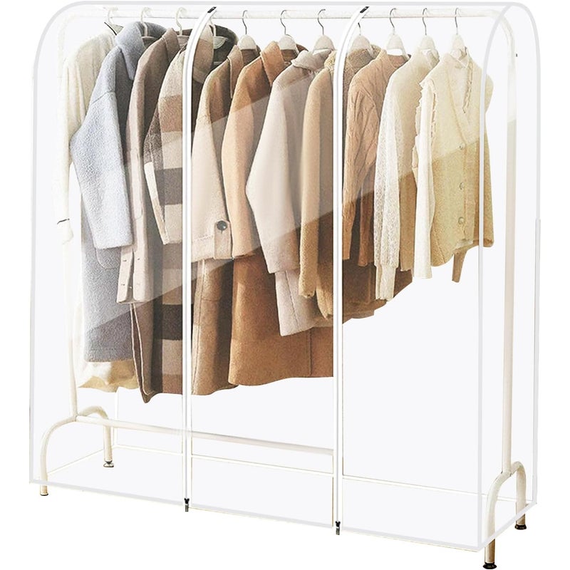 Pokrowiec ochronny na wieszak na ubrania, 2 zamki, bardzo duży, 120 x 150 x 50 cm, grubszy PEVA, przezroczysty