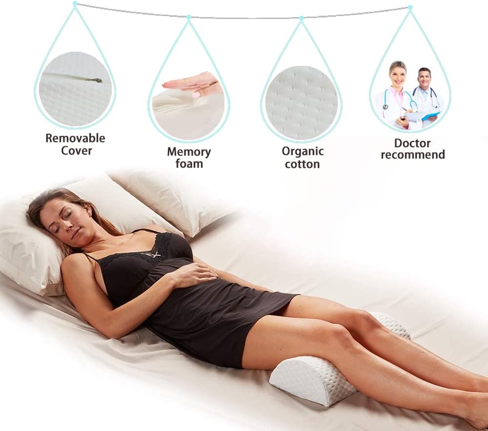 AIWITHPM Coussin Genoux Mousse Mémoire De Forme | Oreiller Jambes Nuit | Soulage Dos, Lombaires, Sciatique | Idéal Dormeurs Latéraux Et Dos