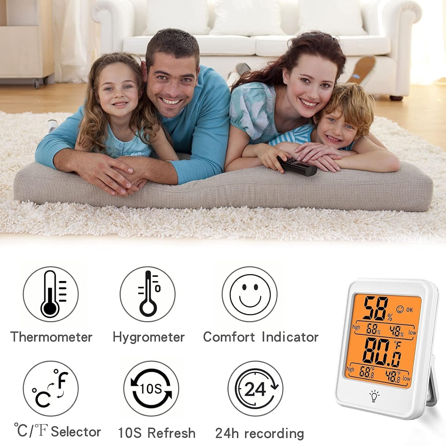 3 Igrometri Digitali Mini - Misuratore Umidità E Temperatura Interna, Con Display LCD, Batterie Incluse (28x48 Mm)