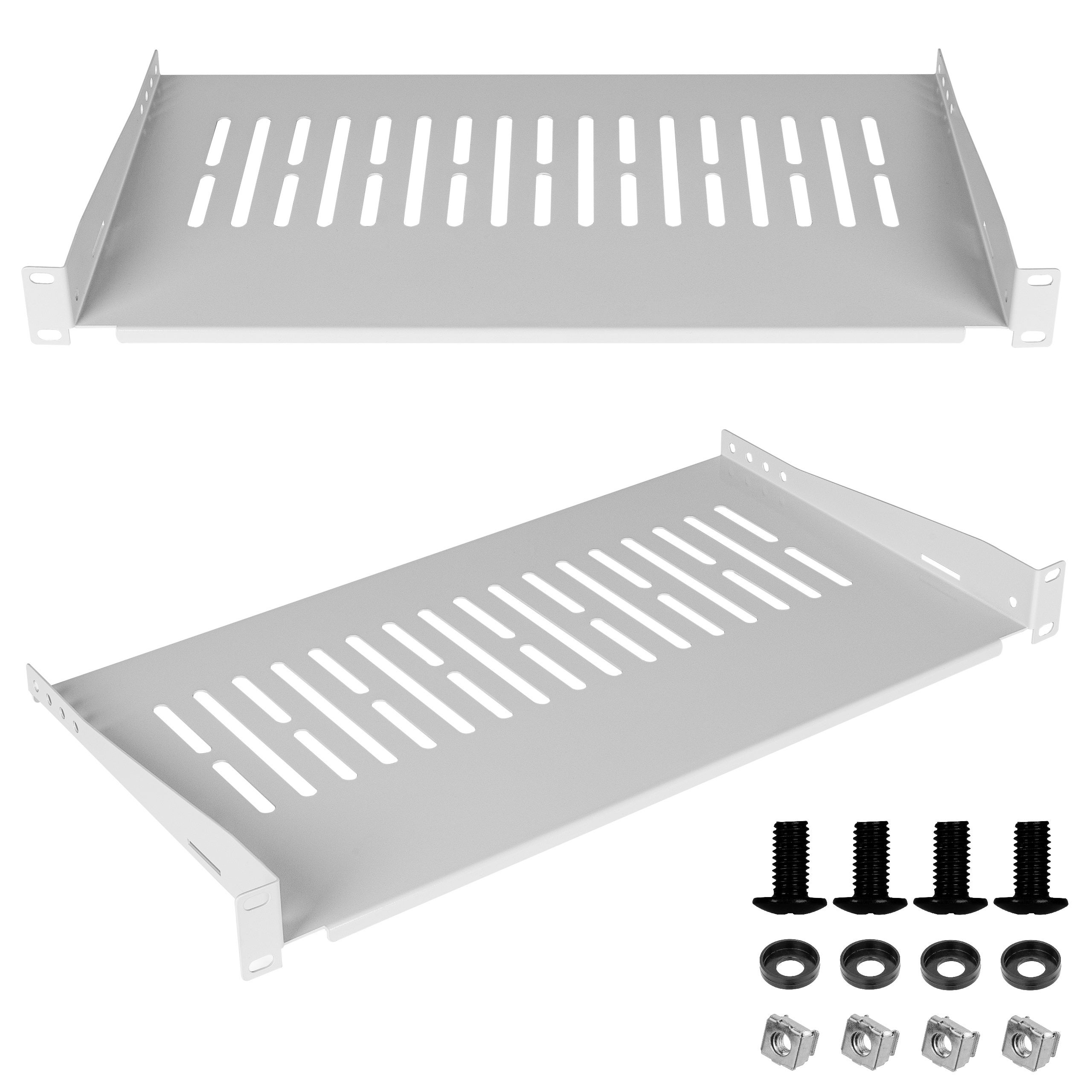 Półka Stała RACK 19" 1U 250mm SZARA do Szafy Serwerowa Perforowana NEKU