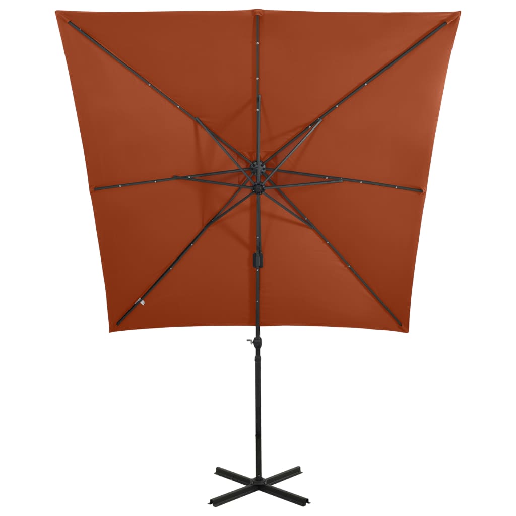 Ombrellone da giardino decentrato con palo e luci LED 250 cm terracotta 02_0008538 - 5
