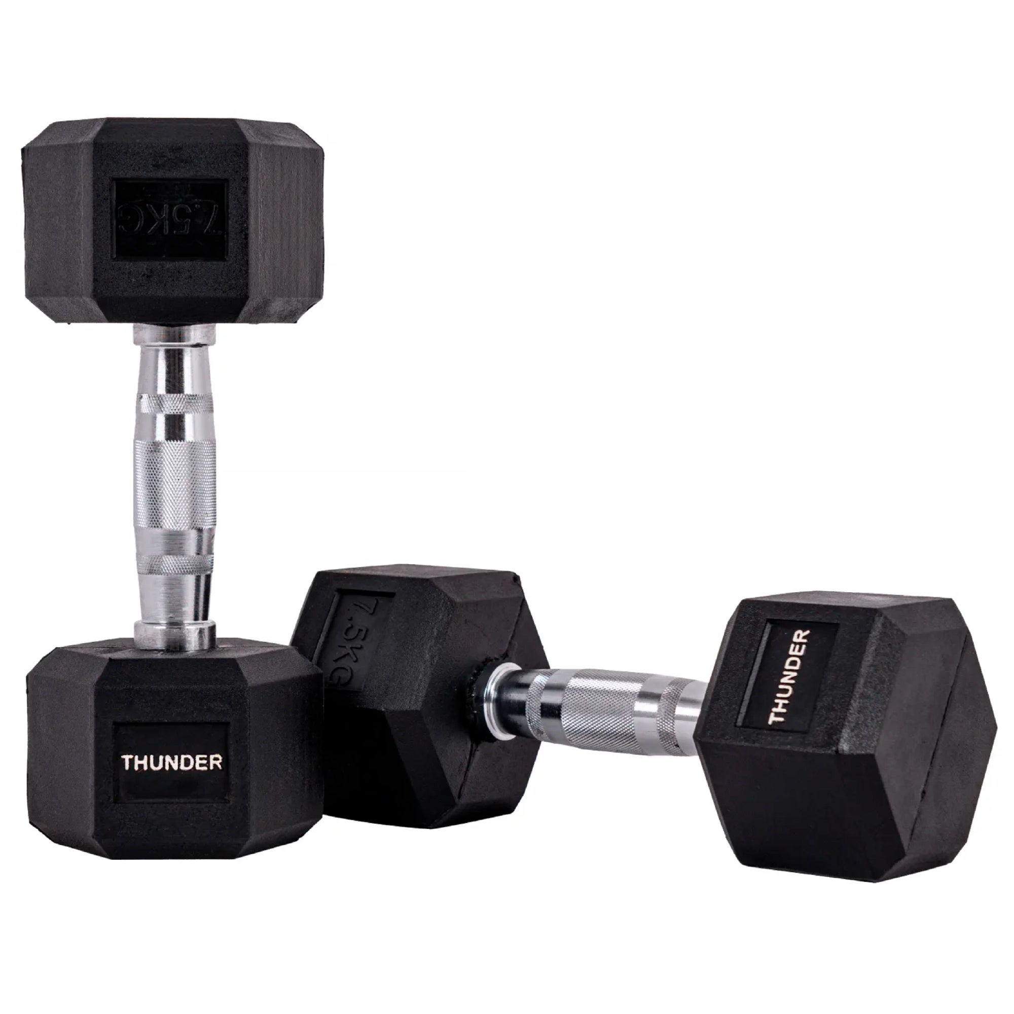Hantla hexagonalna 7,5 kg THUNDER HEXAGONAL-DUMBBELLS-7,5KG gumowana stalowa profesjonalna 1szt.