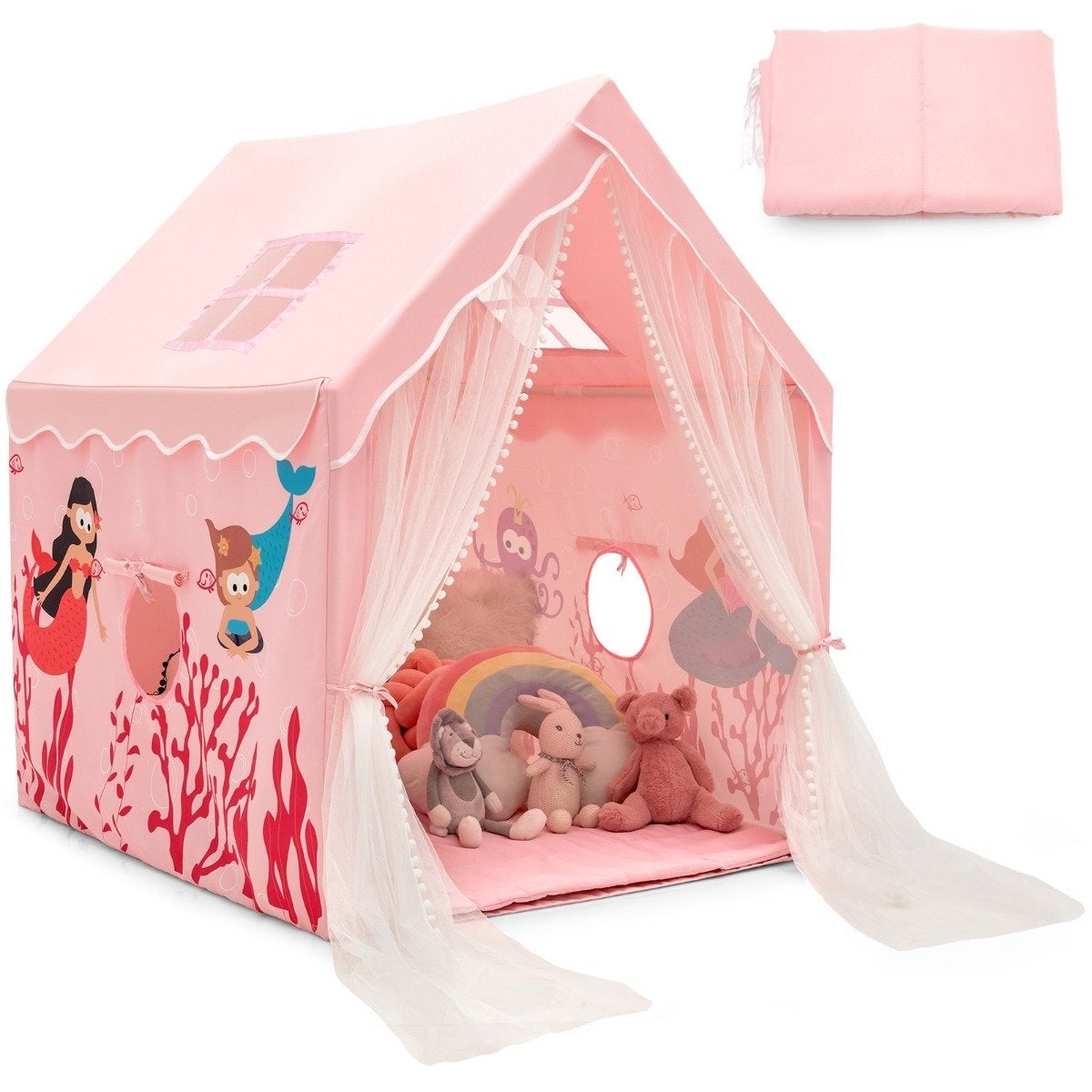 LUTER Tente Jeu pour Enfants avec Tapis Bannière Lumière Étoilée, Maison Jeu Intérieure pour
