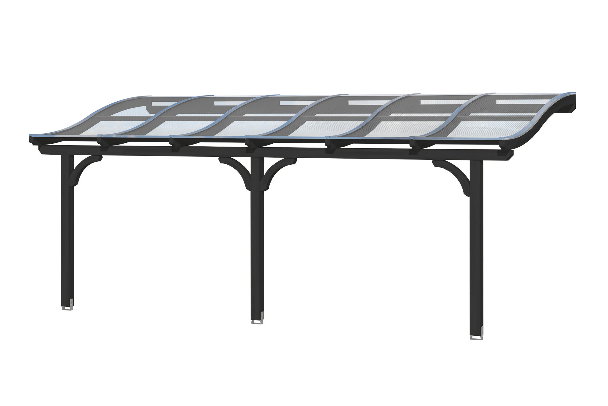 Pergola adossée Anthracite en bois lamellé collé 25.21 m² - 2