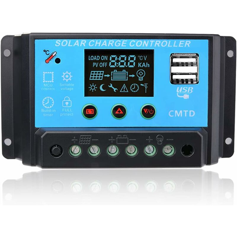 20A Regulator ładowania Regulator Panel słoneczny Wyświetlacz LED 12-24V, Regulator akumulatora Bezpieczna ochrona panelu słonecznego