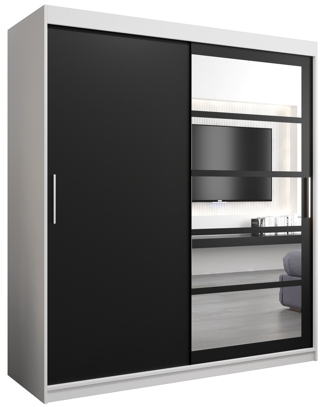 Szafa przesuwna garderoba ROMA 1 180 x 62 x 200 cm Biały + Czarny - Abiks Meble