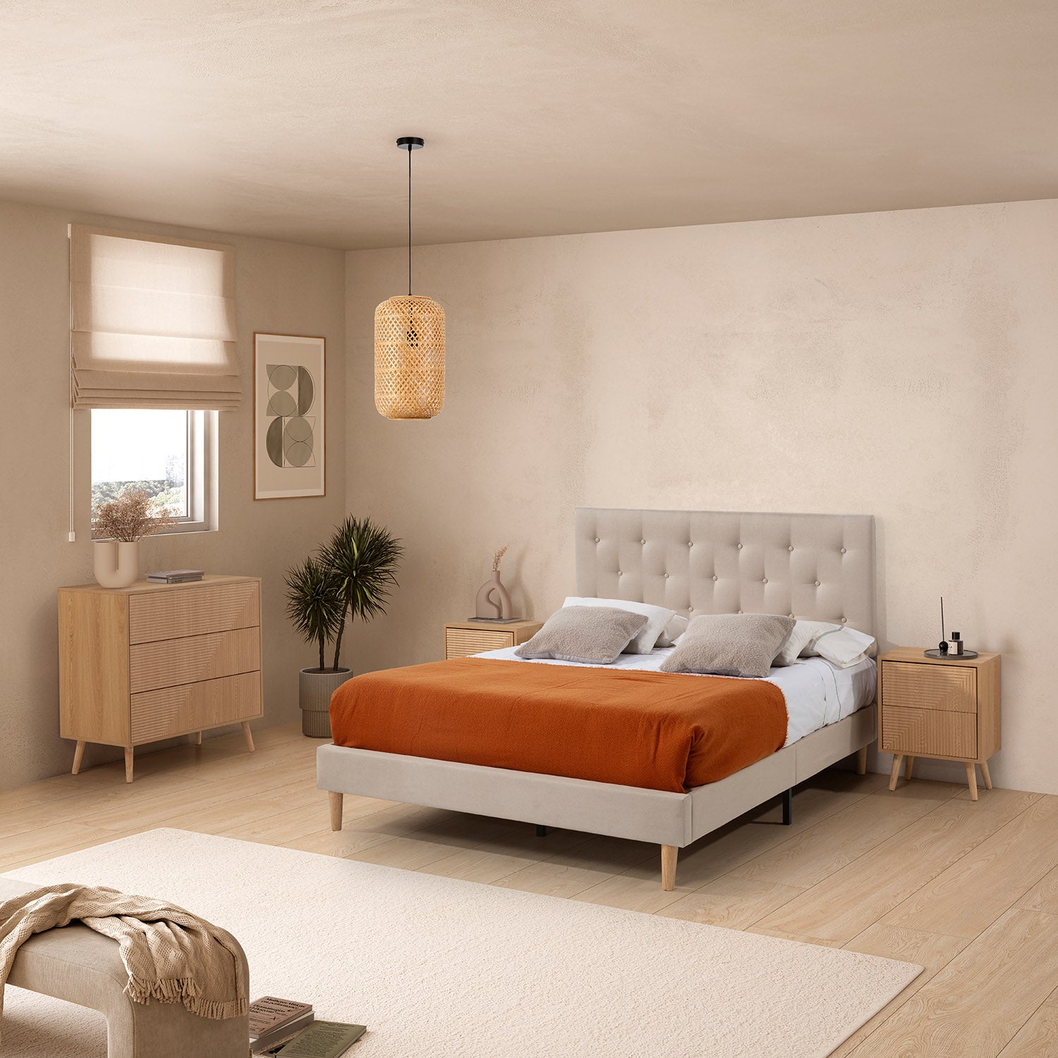 Cabecero tapizado Turin 150x60 cm color Beige - 2