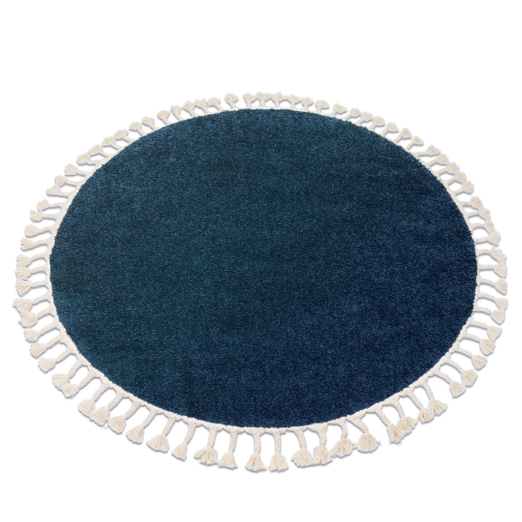 Alfombra berber 9000 circulo azul oscuro franjas bereber marroquí shaggy circulo 120 cm