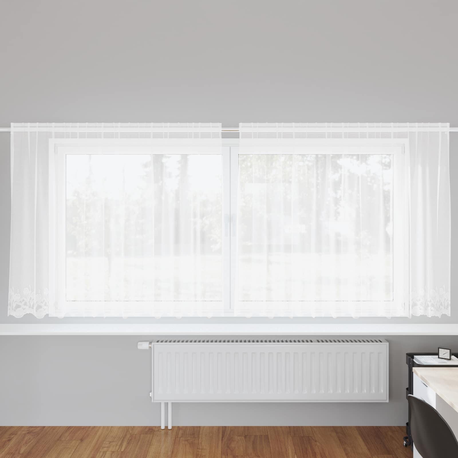 Firanka Koronkowa z zasłonami Biały 160 x 300 cm Poliester vidaXL