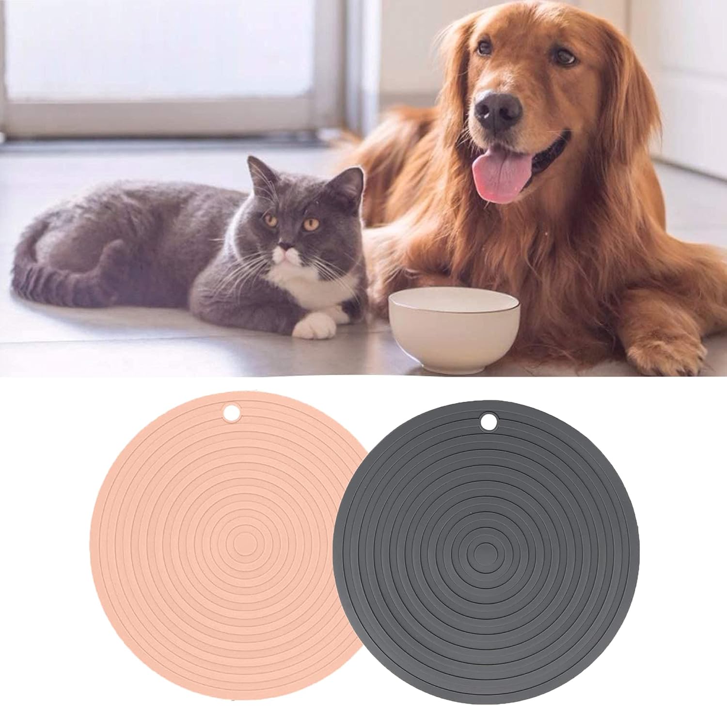 2 alfombrillas de silicona portátiles para comida de perros y gatos. - 5