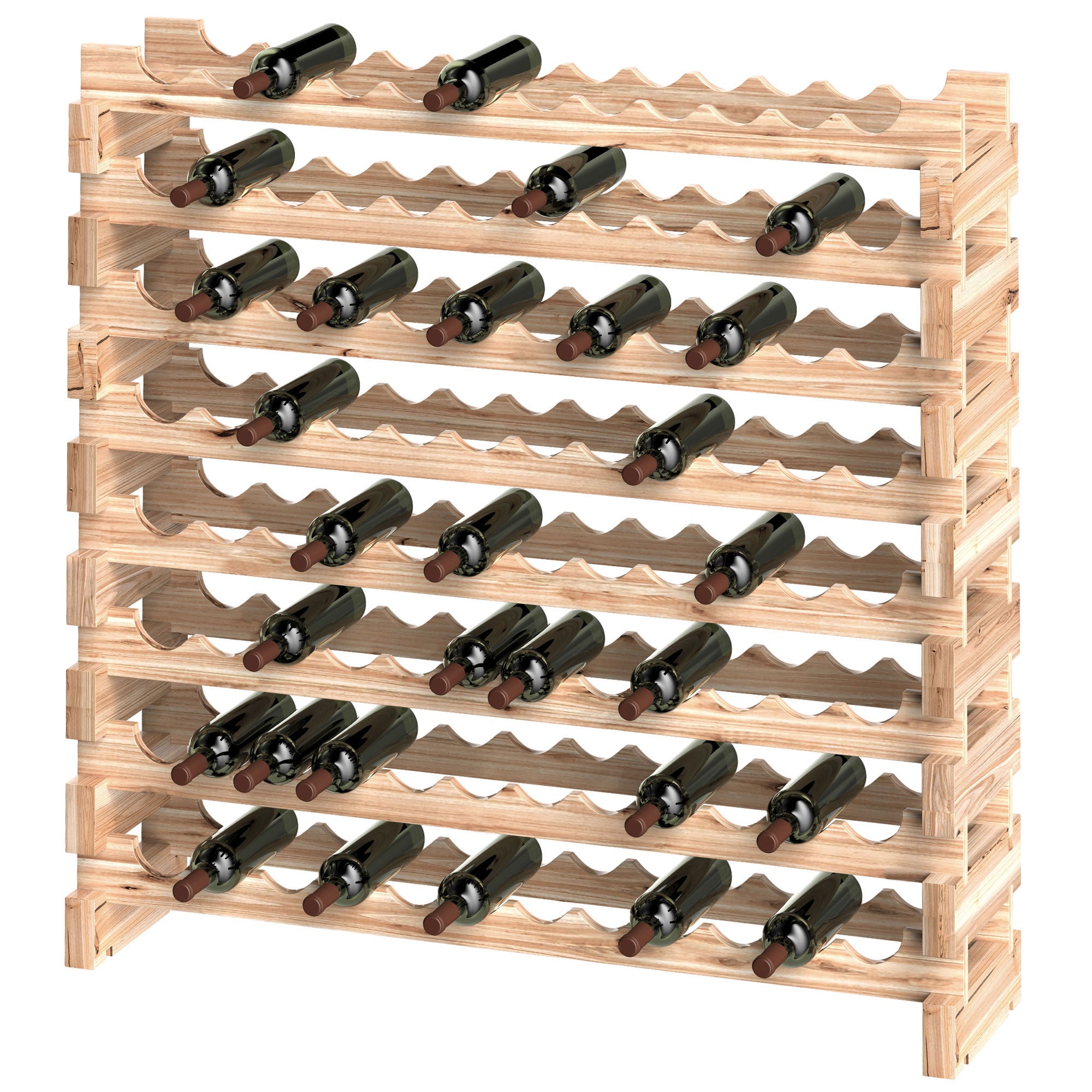 Wooden Wine Rack 96 Bottles 8 Tier Natural | Leroy Merlin