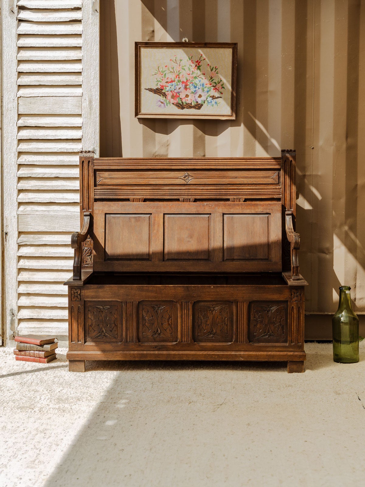 Banc coffre d'église en bois Antoine N°414 - 2