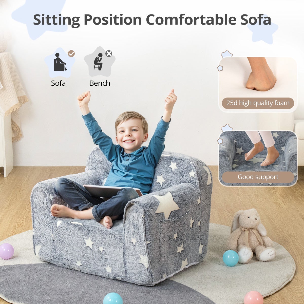 Fauteuil matelas bébé enfant multi-positions gris/étoiles blanches marque oxybul - Mobilier enfant