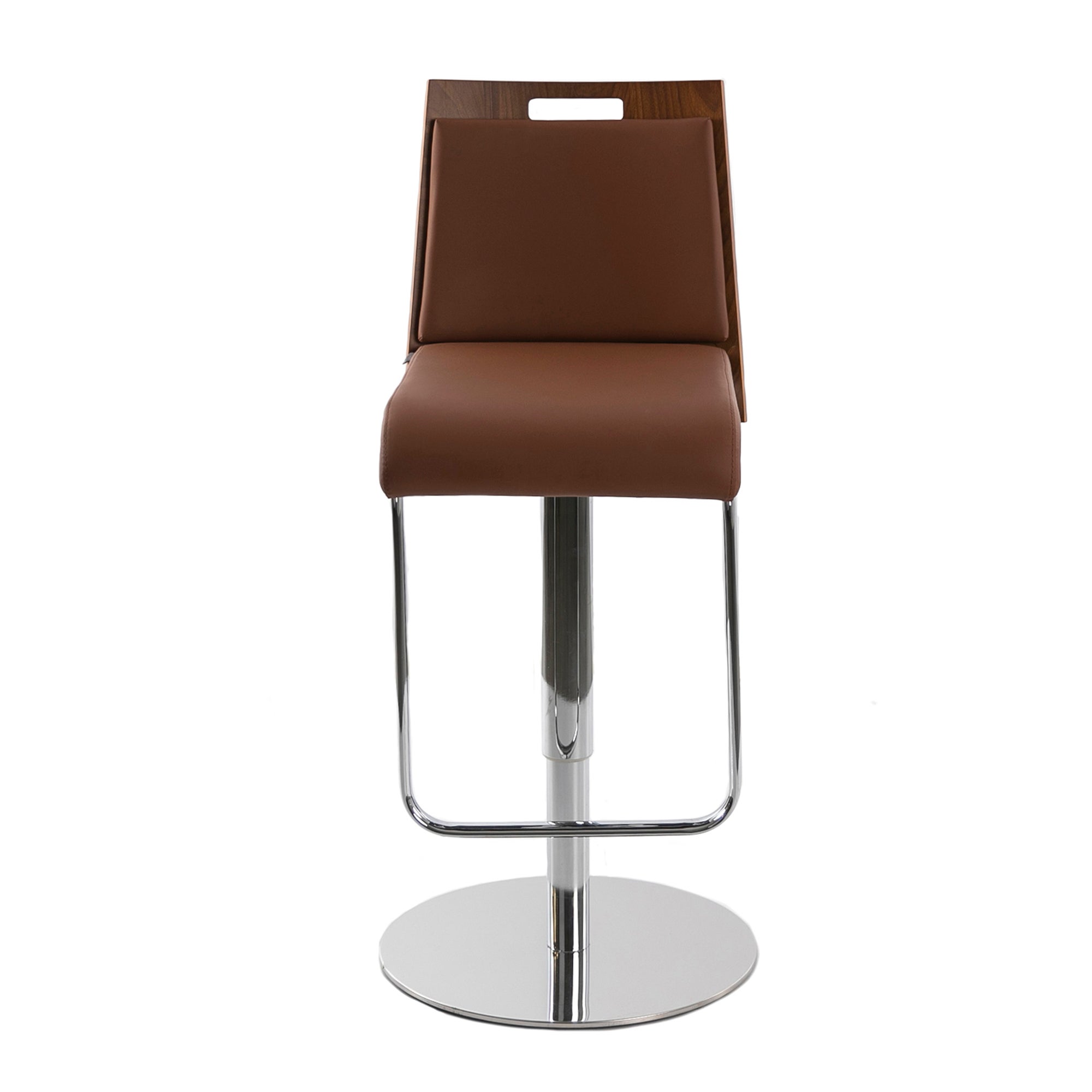 ANGEL CERDA Tabouret pivotant en similicuir marron et noyer - 2