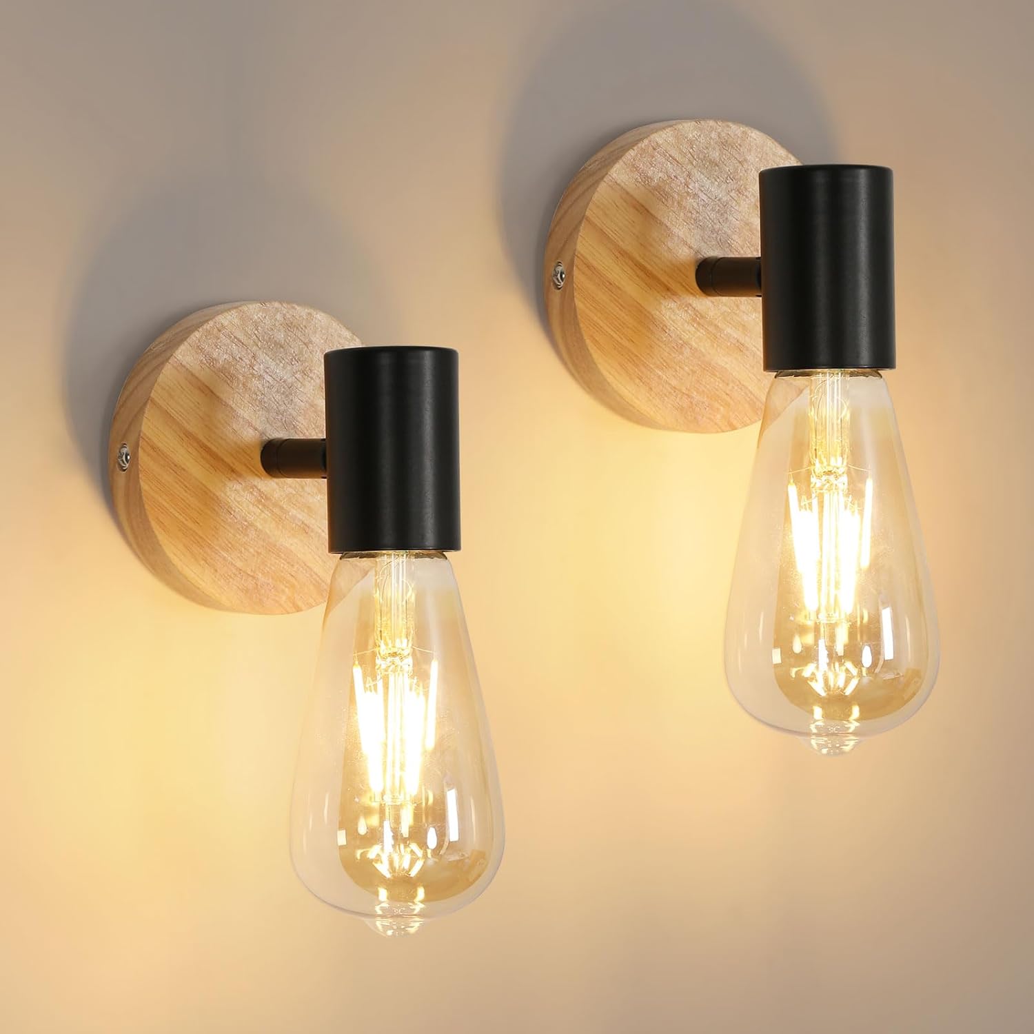 Wewnętrzny kinkiet ścienny sztuki w stylu vintage obrotowy industrialny metalowo drewniany do salonu sypialni kuchni żarówka nie jest dołączona