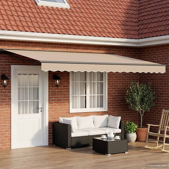 Cadre de store manuel avec LEDs Beige et Anthracite 4 x 2 m | Leroy Merlin