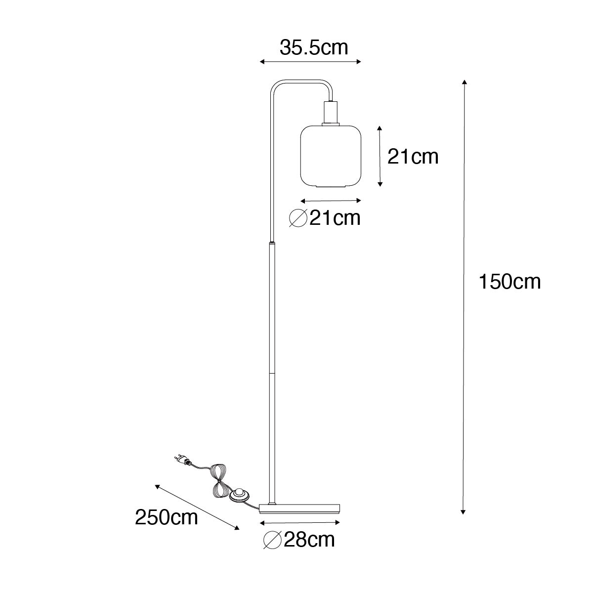 Qazqa design lampadaire intelligente - Zuzanna - noir, ampoule led 7w, e27, 2700k - 6500k, dimmable, 150cm, idéal pour la salle - 3