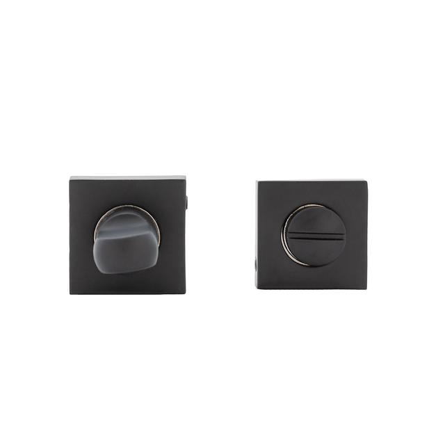 Verrou de Condamnation Zamak Noir Mat Rosace Carrée 35x35mm - Pour Porte de Salle de Bain