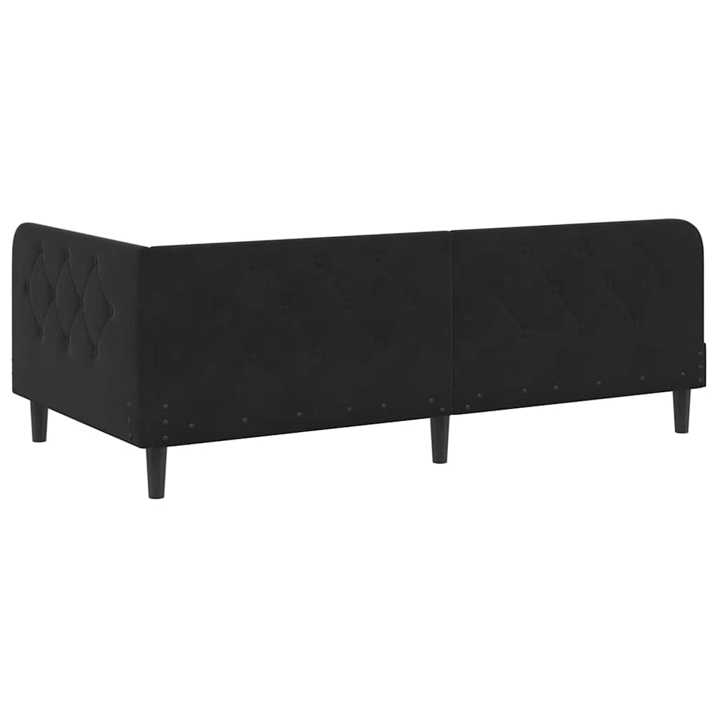 Cadre de lit d'angle en velours noir pour la chambre, 100 × 200 cm - 9
