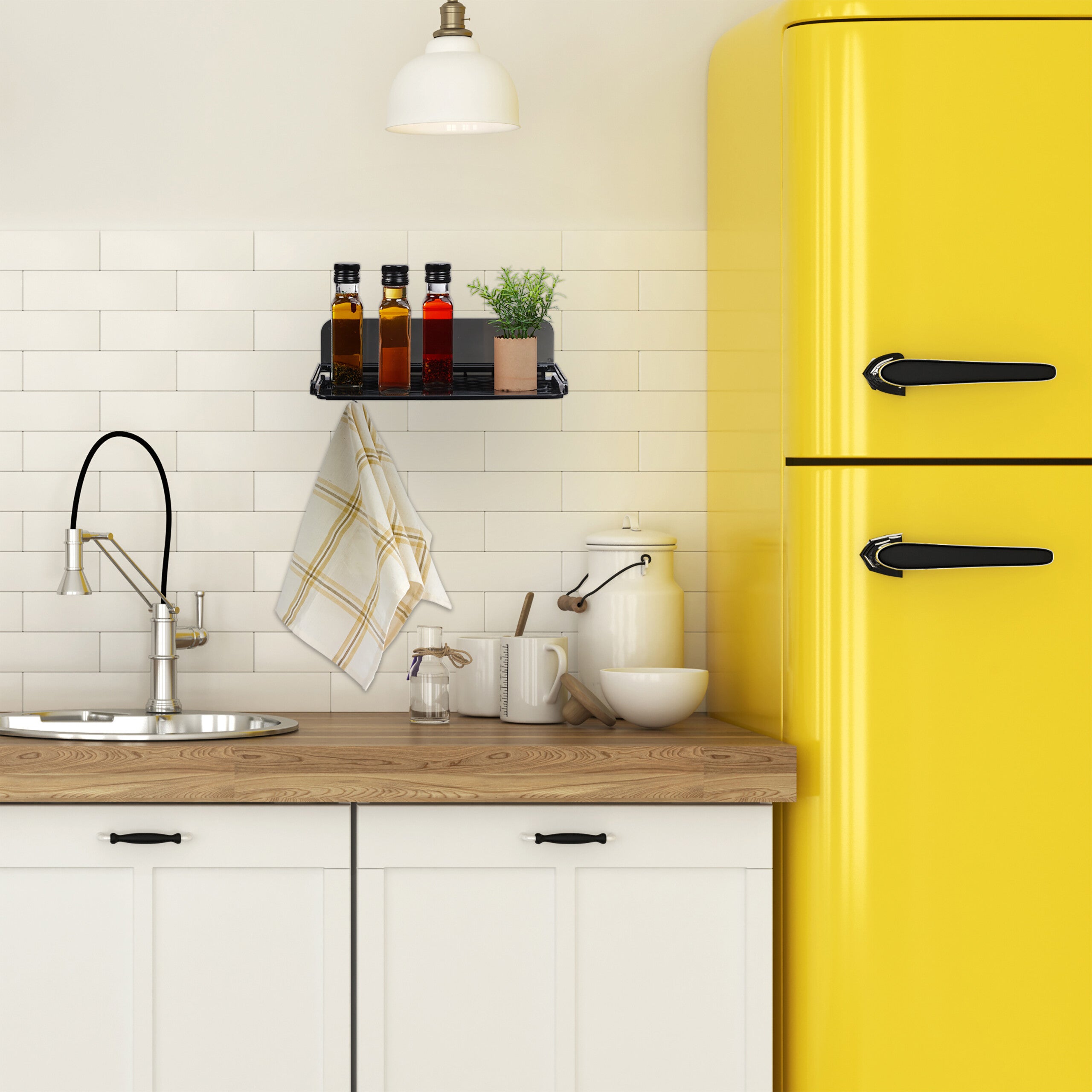 Tablette de lit, mini table de chevet à coller, couchage mezzanine, HxLxP: 8,5x30x15,5 cm, plastique, noir, Relaxdays - 3