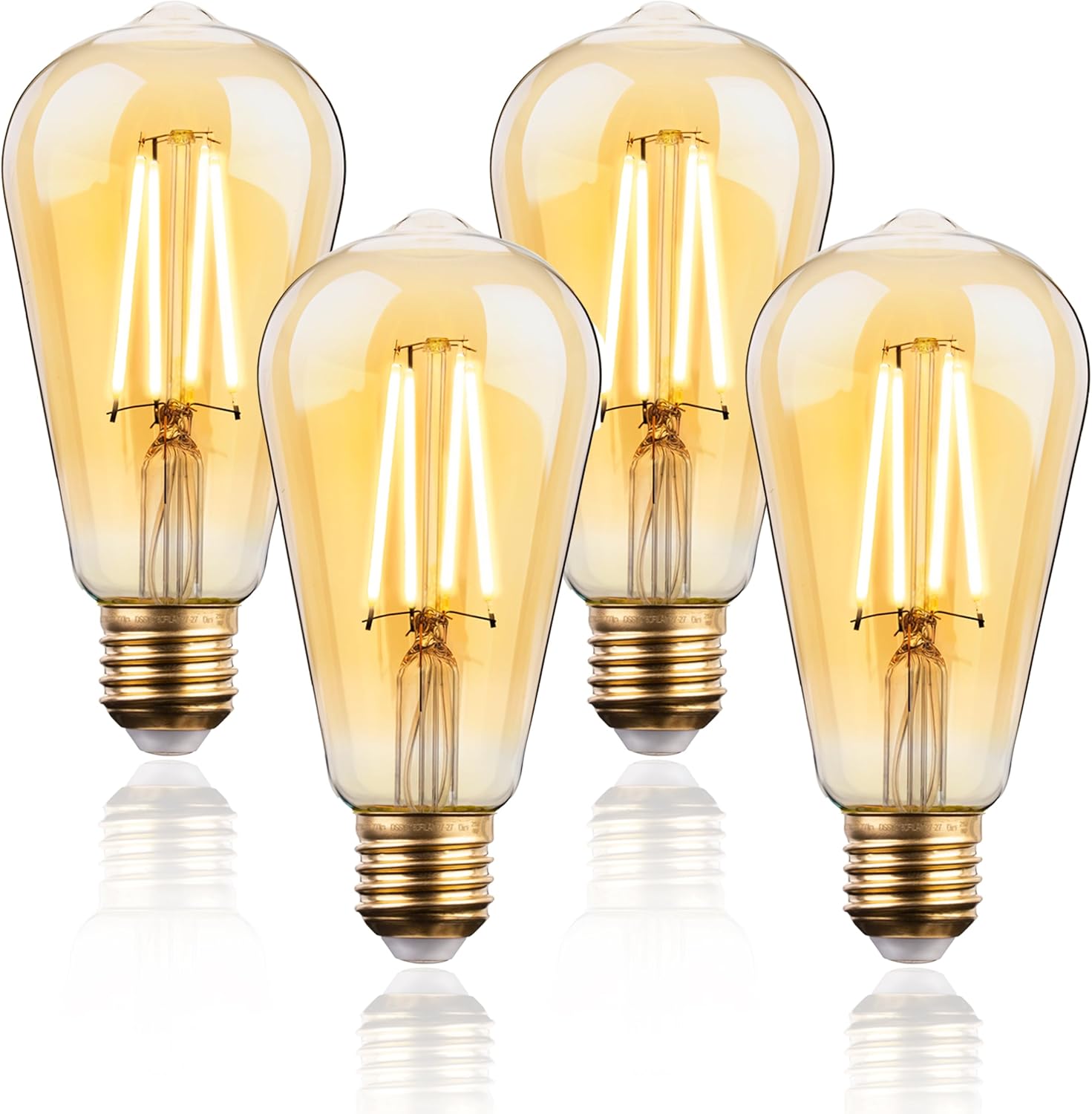 Żarówka LED E27 Vintage Edison 4W, żarnik ST64, ciepła biel 2700K (opakowanie 4 sztuk)