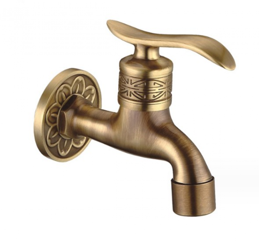 Uniwersalny kran z mosiądzu antycznego, naścienny kran do pralki, jednorurowy kran do zewnętrznej łazienki ogrodowej