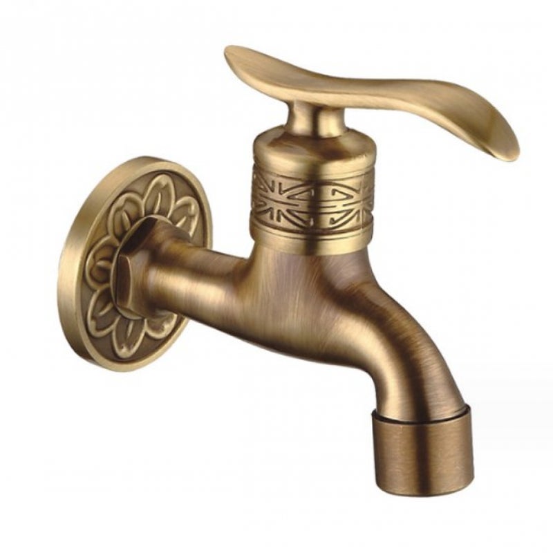 Uniwersalny kran z mosiądzu antycznego, naścienny kran do pralki, jednorurowy kran do zewnętrznej łazienki ogrodowej