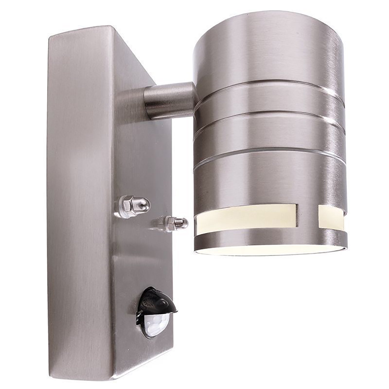 Zilly Stalowa zewnętrzna lampa ścienna LED GU10 z pojedynczym czujnikiem ruchu IP44 230V POJEDYNCZA