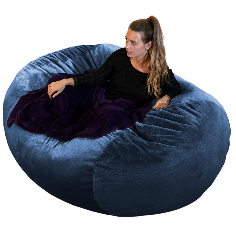 Pouf lungo gigante finta pelliccia blu 160 cm - 3