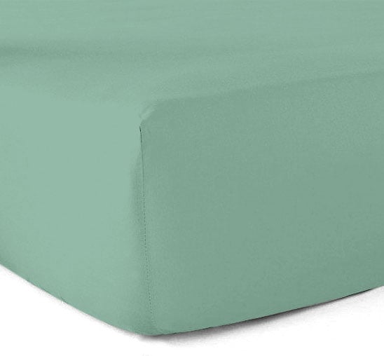 Drap-housse 100% coton 57 Fils Vert tilleul 120 x 190 cm - Bonnet 30 cm