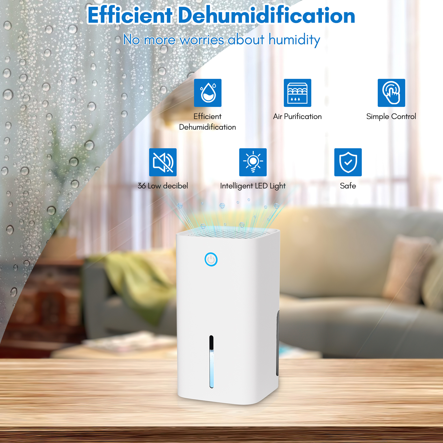 Déshumidificateur 850ML Déshumidificateur d'air Salon Humidité Déshumidificateur d'espace - 3