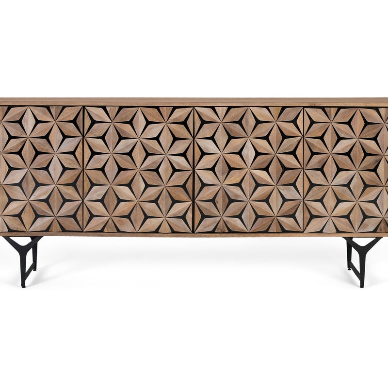 Bufet à 4 portes wykonany à la main z drewna manguier 177 cm