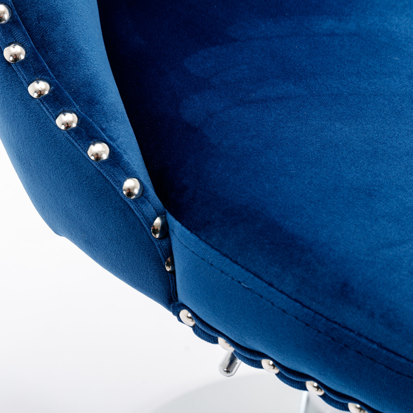 Tabouret de Bar Pivotant, Chaise de Bar Rembourrée, Lot de 2, Hauteur Réglable 63-84cm, Assise Velours avec Dossier et Base Chrome, Bleu - 8