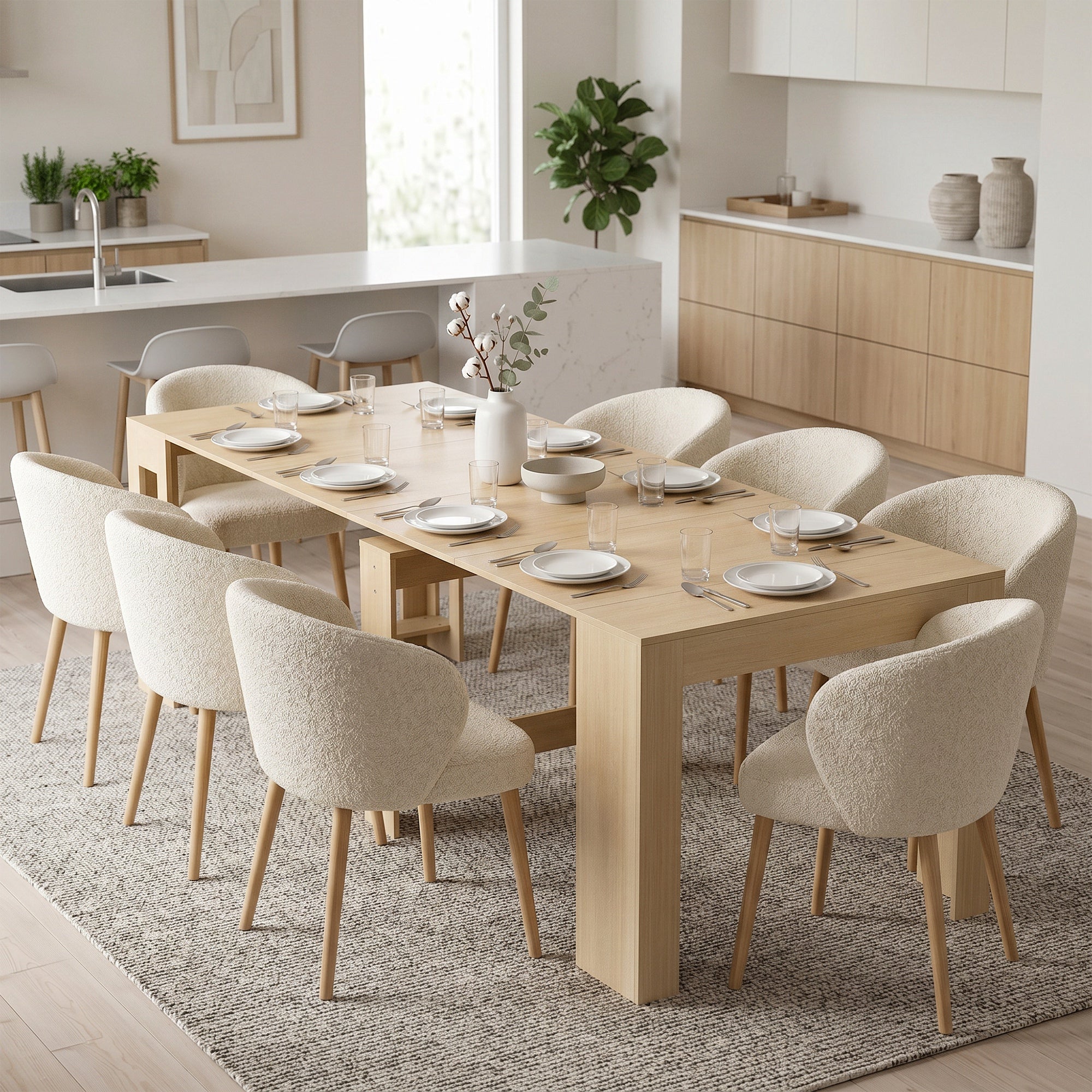 Console extensible pour 10 personnes, effet bois clair | Leroy Merlin