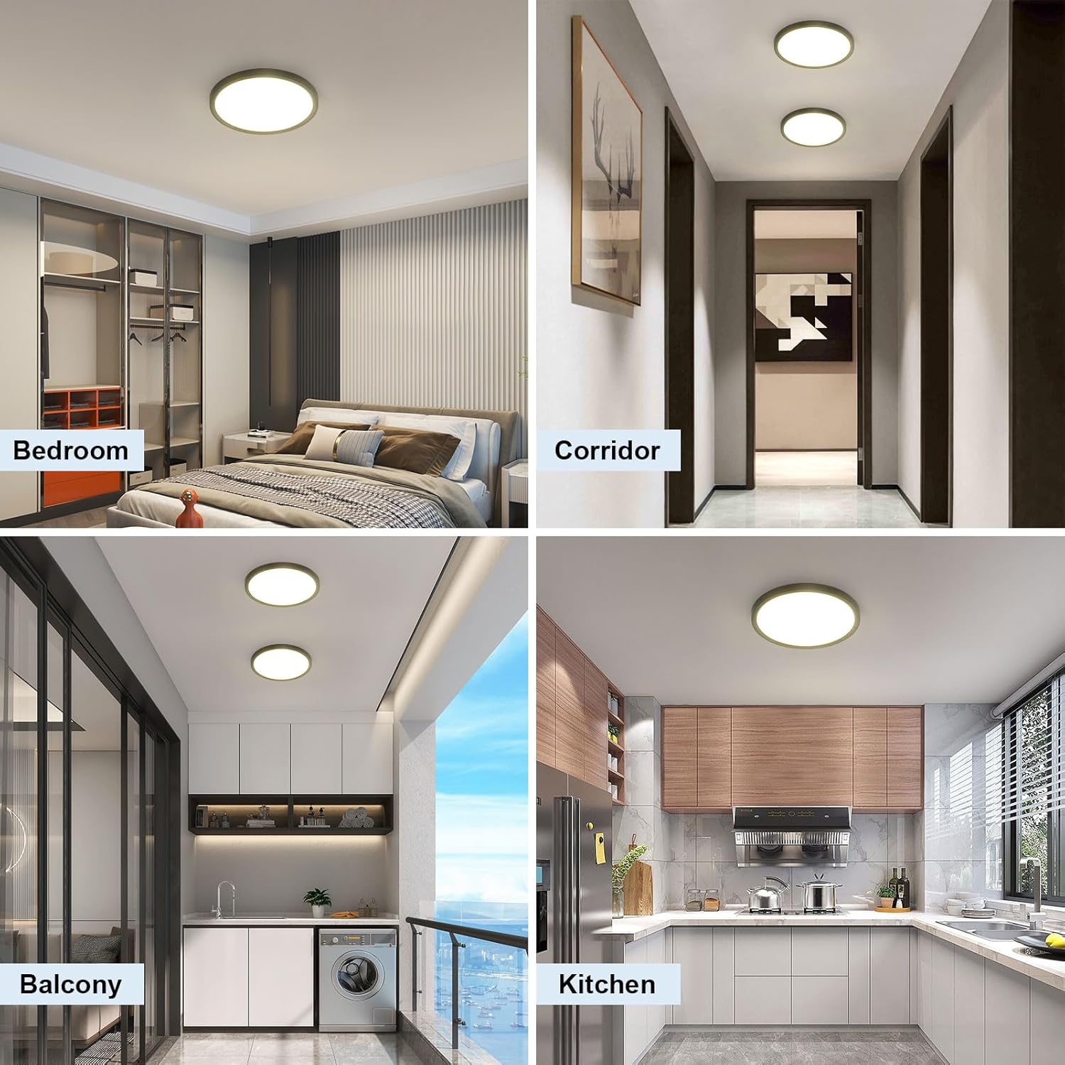 Epicflare Plafoniera LED Soffitto 18W, Lampada da Soffitto LED Temperatura colore regolabile, 1724 LM Plafoniere da Ufficio, Lampada da Soffitto per Bagno Cucina Corridoio e Balcone, 23CM