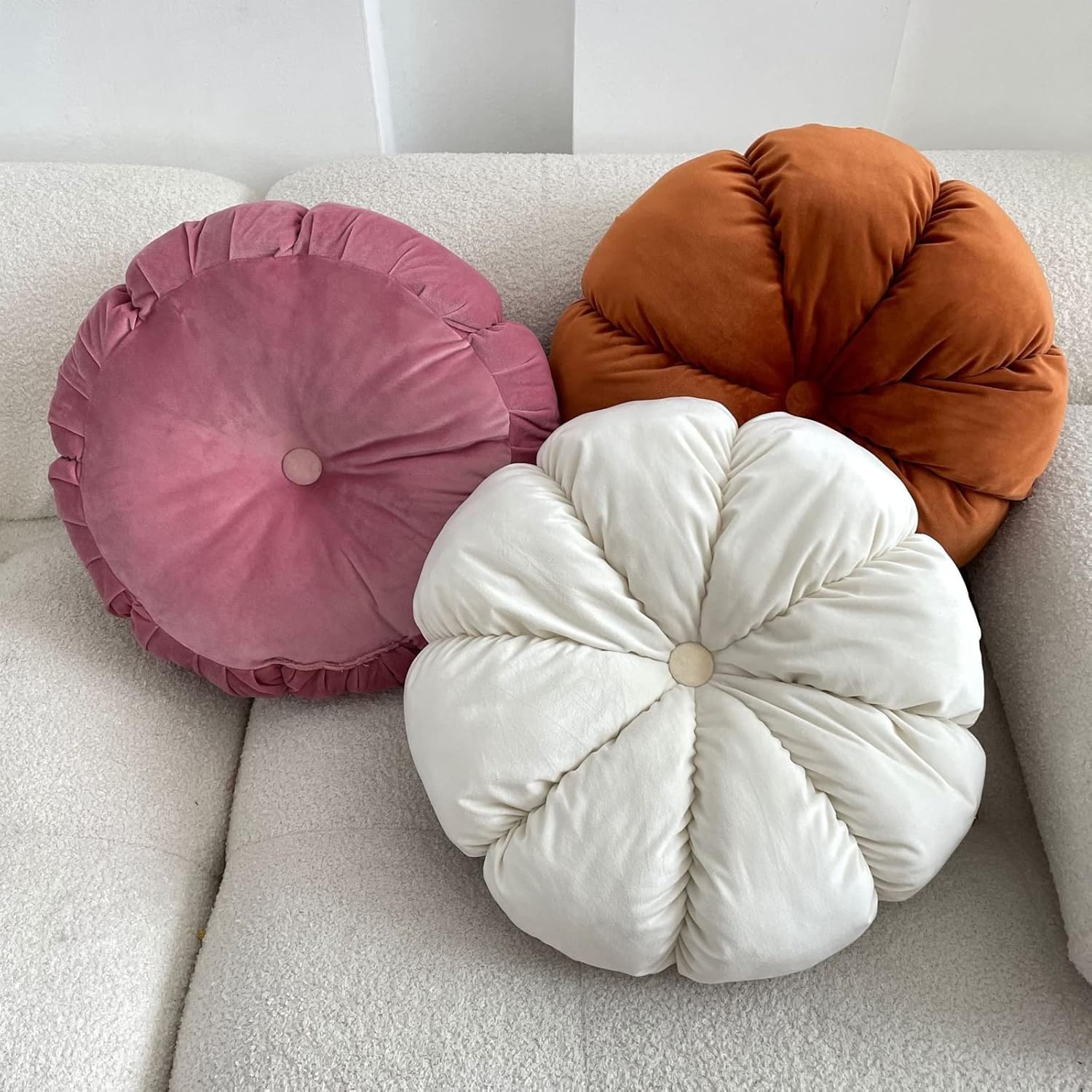 Cuscino decorativo per divano, decorativo, 3D a forma di zucca, rotondo
